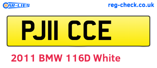 PJ11CCE are the vehicle registration plates.