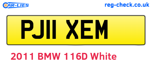 PJ11XEM are the vehicle registration plates.