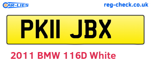 PK11JBX are the vehicle registration plates.