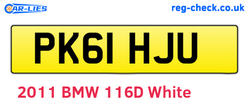 PK61HJU are the vehicle registration plates.