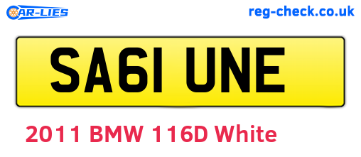 SA61UNE are the vehicle registration plates.
