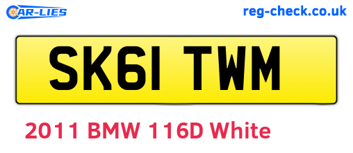 SK61TWM are the vehicle registration plates.