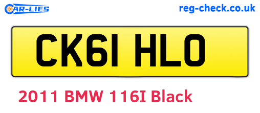 CK61HLO are the vehicle registration plates.