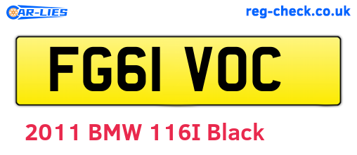 FG61VOC are the vehicle registration plates.