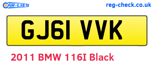 GJ61VVK are the vehicle registration plates.