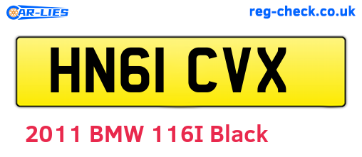 HN61CVX are the vehicle registration plates.