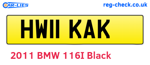 HW11KAK are the vehicle registration plates.