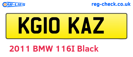 KG10KAZ are the vehicle registration plates.