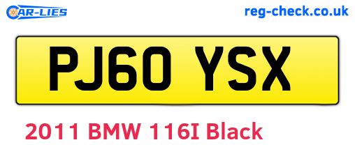 PJ60YSX are the vehicle registration plates.