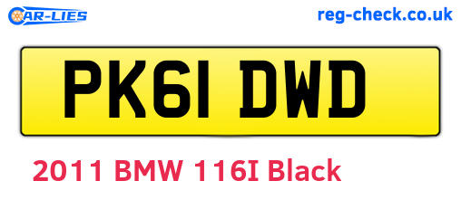 PK61DWD are the vehicle registration plates.