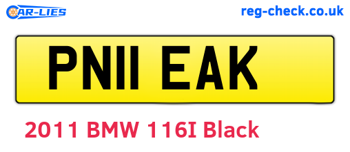 PN11EAK are the vehicle registration plates.