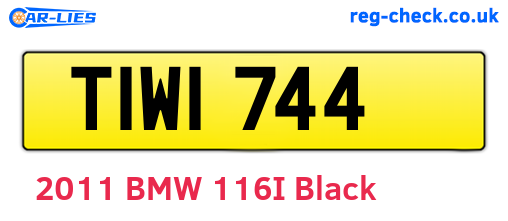 TIW1744 are the vehicle registration plates.