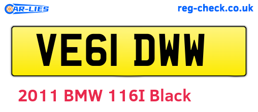 VE61DWW are the vehicle registration plates.