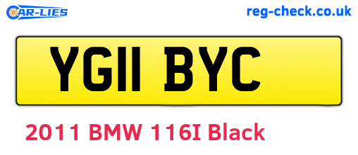 YG11BYC are the vehicle registration plates.