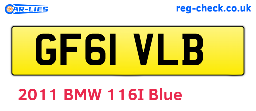 GF61VLB are the vehicle registration plates.