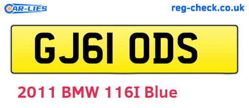GJ61ODS are the vehicle registration plates.