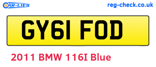 GY61FOD are the vehicle registration plates.
