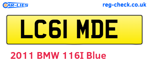 LC61MDE are the vehicle registration plates.