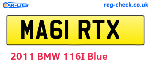 MA61RTX are the vehicle registration plates.