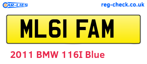 ML61FAM are the vehicle registration plates.