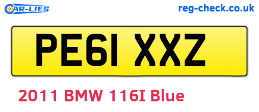 PE61XXZ are the vehicle registration plates.