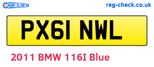 PX61NWL are the vehicle registration plates.