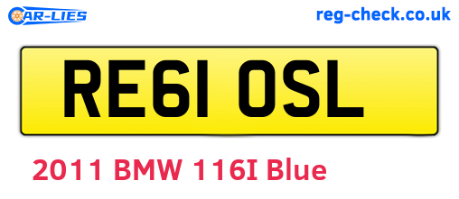 RE61OSL are the vehicle registration plates.