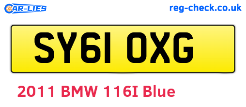 SY61OXG are the vehicle registration plates.