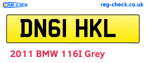 DN61HKL are the vehicle registration plates.