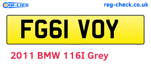 FG61VOY are the vehicle registration plates.