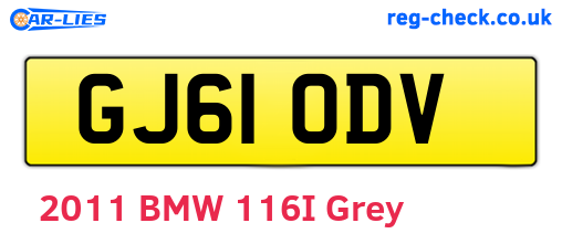 GJ61ODV are the vehicle registration plates.