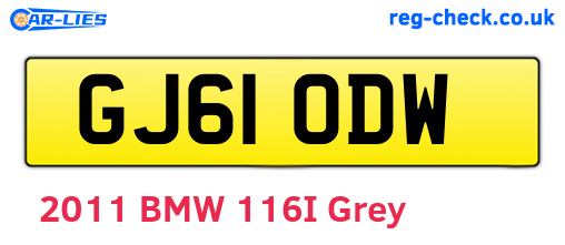 GJ61ODW are the vehicle registration plates.