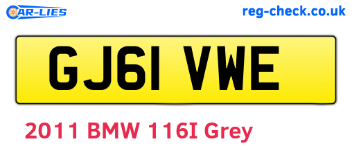 GJ61VWE are the vehicle registration plates.