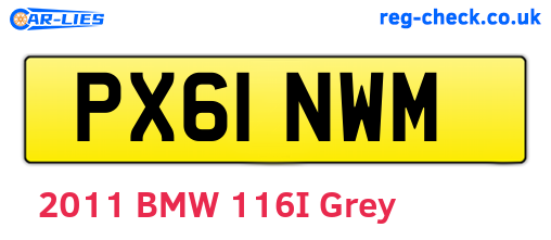 PX61NWM are the vehicle registration plates.