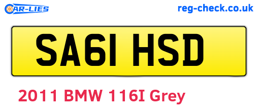 SA61HSD are the vehicle registration plates.