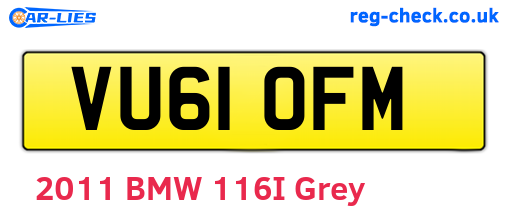 VU61OFM are the vehicle registration plates.