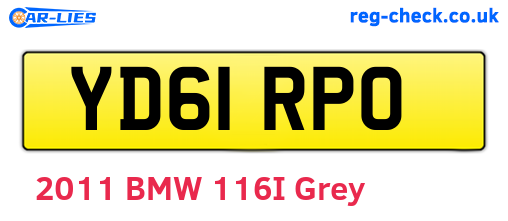YD61RPO are the vehicle registration plates.