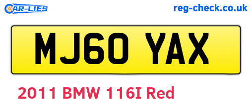 MJ60YAX are the vehicle registration plates.