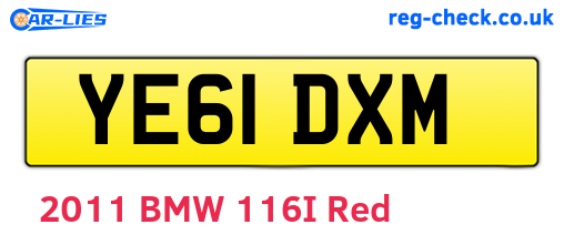 YE61DXM are the vehicle registration plates.