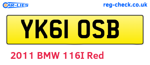 YK61OSB are the vehicle registration plates.