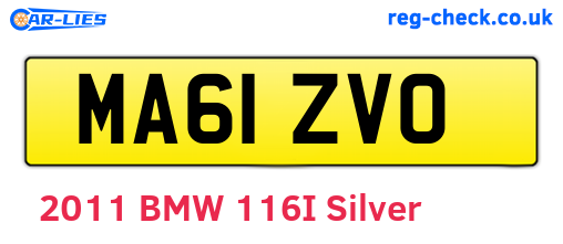 MA61ZVO are the vehicle registration plates.