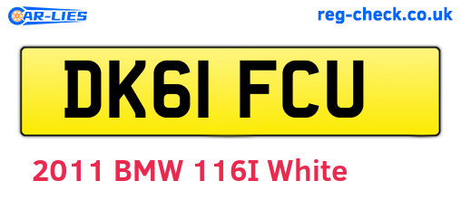 DK61FCU are the vehicle registration plates.