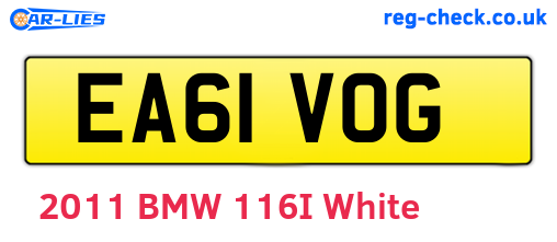 EA61VOG are the vehicle registration plates.