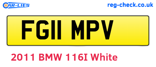 FG11MPV are the vehicle registration plates.