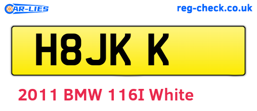 H8JKK are the vehicle registration plates.