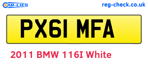PX61MFA are the vehicle registration plates.