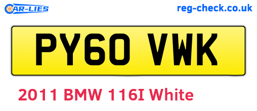 PY60VWK are the vehicle registration plates.
