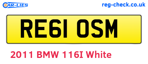 RE61OSM are the vehicle registration plates.