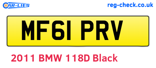 MF61PRV are the vehicle registration plates.