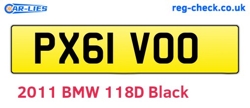 PX61VOO are the vehicle registration plates.